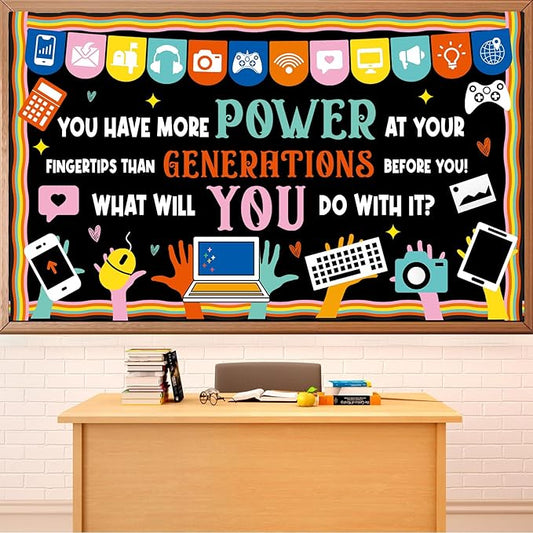 Computer Science Bulletin Board Set Inspirational Technology Digital Classroom Decoration Mental Health Growth Mindset Paper Cutouts Computer Lab Bulletin Board for School Office Home Wall Door Decor