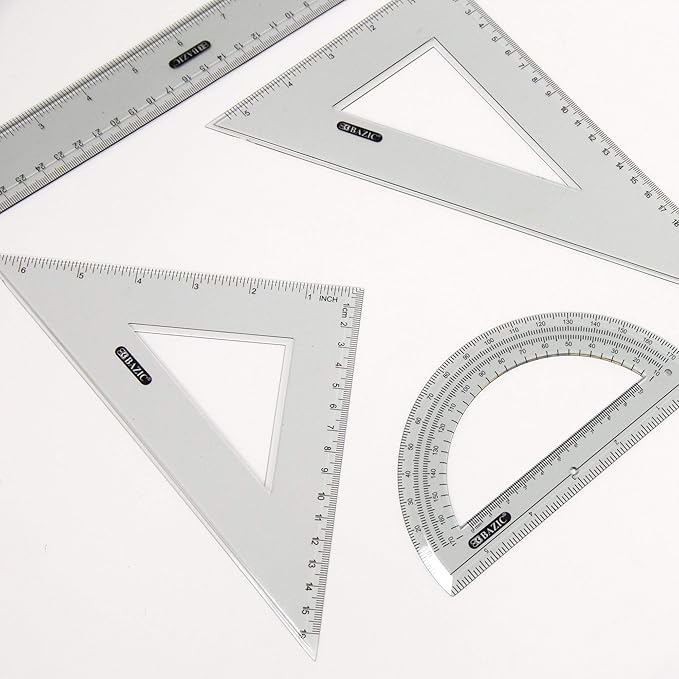 BAZIC 4-Piece Geometry Ruler Combination Sets