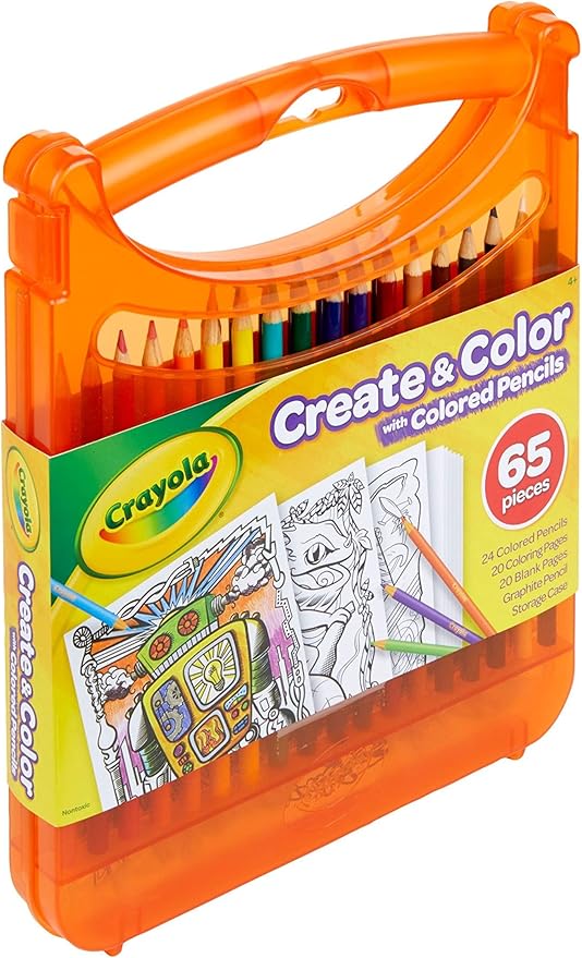 Crayola Colored Pencils Coloring Art Case with Coloring Pages, Gift For Kids, Ages 4, 5, 6, 7, 8, Packaging May Vary