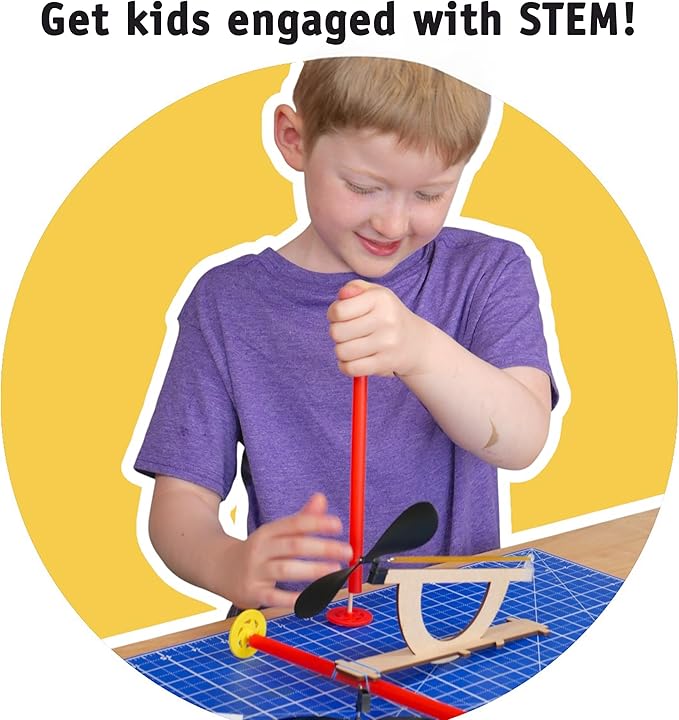 Rubber Band Propeller Car Kit (10 Pack) – DIY STEM Activity for Kids, Complete Science & Engineering Project for Kids, Classroom Bulk Set, Ages 8 and up