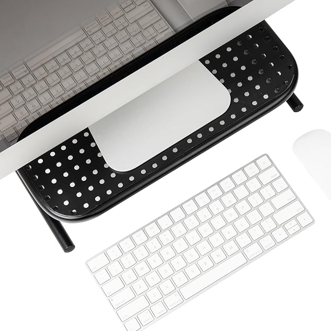 Mind Reader Monitor Stand, Ventilated Laptop Riser, Desktop Organizer, Office, Metal, 14.5"L x 11.25"W x 4.25"H, Black
