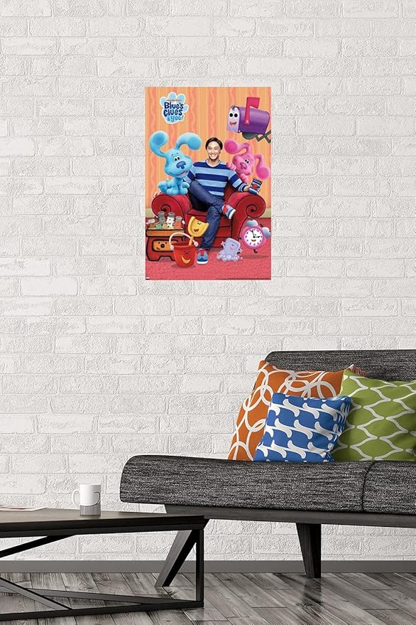Nickelodeon Blue's Clues - Group Wall Poster, 22.4L" x 14.7W", Premium Poster & Mount Bundle