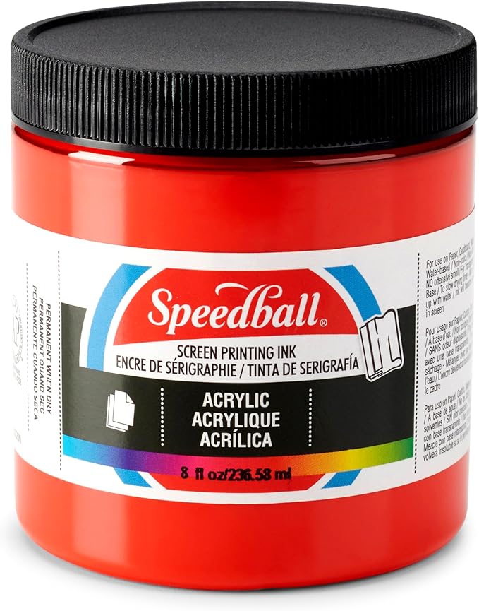 Speedball 004626 Acrylic Screen Printing Ink, 8 fl. oz., Medium Red