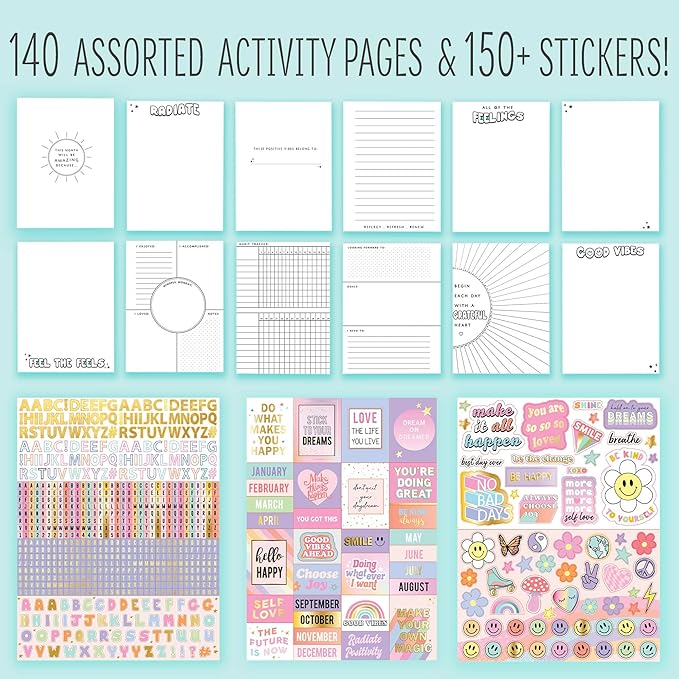 STMT Positivity Journaling Set, Includes Over 1500 Supplies, Self Care, Guided, Daily Journal, Great Gifts