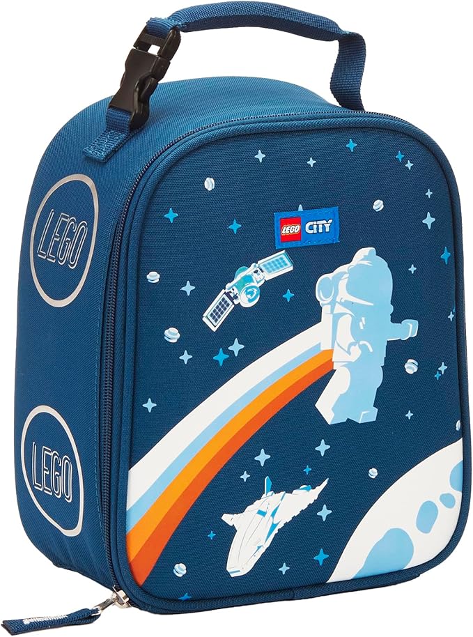 LEGO Kids City Heritage Classic Lunch Box, Insulated Soft Reusable Lunch Bag Meal Container for Boys and Girls, Perfect for School, or Travel, Meal Tote to Keep Food and Drinks Cold, Space Walk