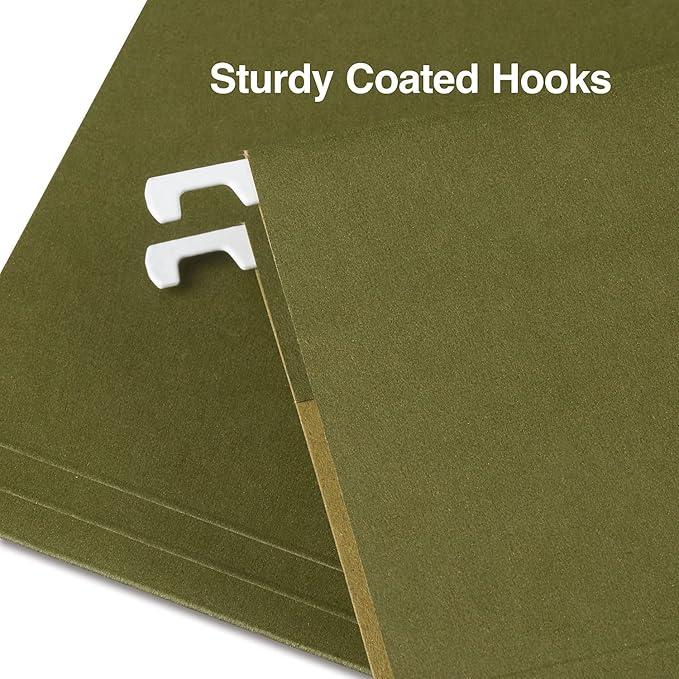 Staples Hanging File Folders, Legal Size, Straight‑Cut Tabs, Standard Green, Durable Filing Solution – 25/Box
