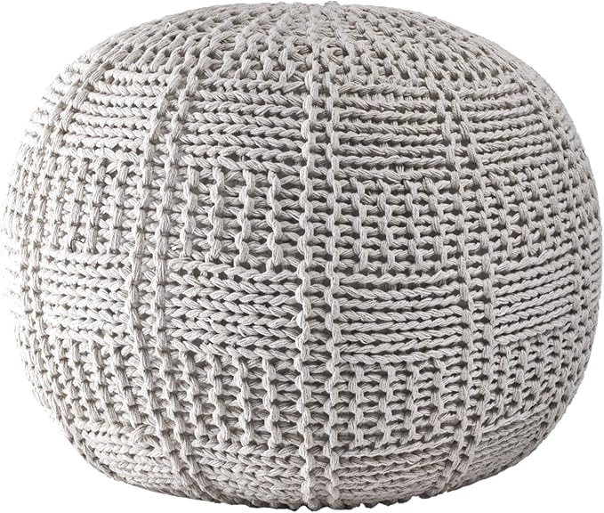 nuLOOM Berlin Casual Knitted Filled Ottoman Pouf