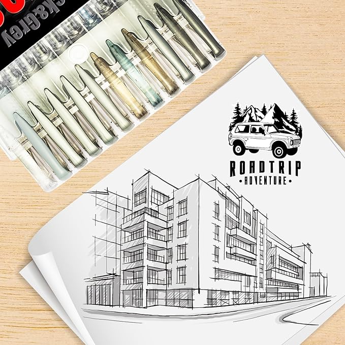 Grey Gel Pens,36 Color Gel Pens Set including 12 Color Gel Pen with 24 Refills,40% More Ink Colored Gel Pens for Drawing, Doodling, Scrapbook, Journaling