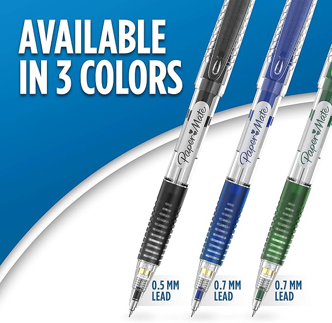 Paper Mate Clearpoint Mechanical_Pencils 0.5mm, Break Resistant HB #2 Lead, School_Supplies, Art_Supplies,Drawing_Supplies,Sketching_Pencils, 2 Pencils, Black, 1 Lead Refill Set, 2 Erasers (Pack of 2)