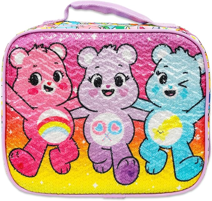 Care Bears Backpack and Lunch Box Set - Bundle with 16" Backpack, Lunch Box, Water Bottle, Stickers, More | Care Bears School Bag for Kids, Girls