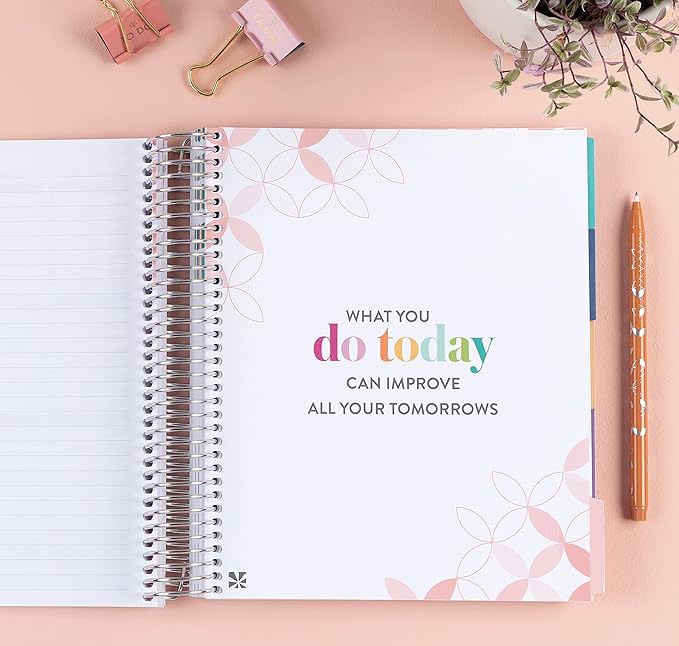 Erin Condren Platinum Coil Spiral Bound 12 Month Life Planner Wildflowers Classic Cover All-in-One Weekly Monthly Calendar & Journal w Lined Notes & Goal-Setting Pages. 80 Lb. Thick Mohawk Paper -