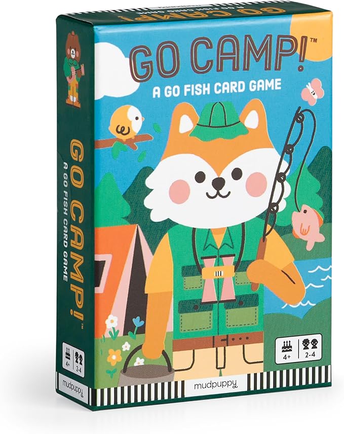 Mudpuppy Go Camp! – Camp Version of Classic Kids Go Fish Card Game with Cute Illustrations of Animals for Children Ages 4 and Up, 2-4 Players