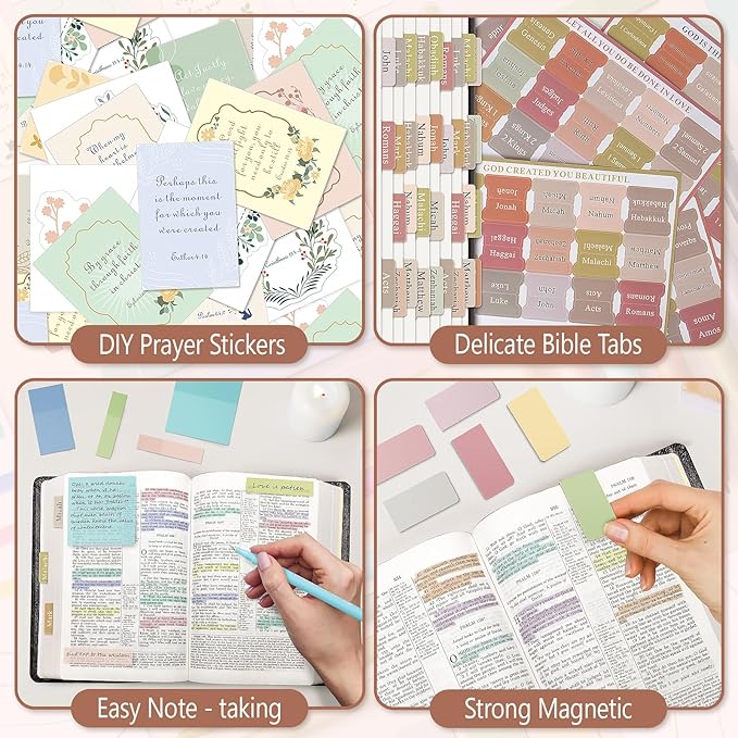 Bible Study Supplies, Bible Journaling Kit with No Bleed Bibles Highlighters, Pens, Storage Bag, Sticky Notes, Tabs, Ideal Christian Bible Gifts for Women, Accessories Kits for Bible Study Group