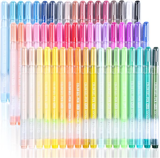 54 Colored Multifunctional Gel Pen Set, Medium Point Glitter Gel Pens, Art Acrylic Paint Markers for Drawing, Coloring Books, Rock Painting, Bold and Bright Coloring Kit