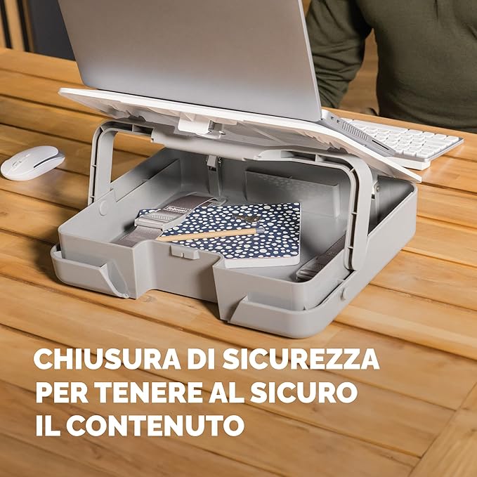 Fellowes Portable Laptop Stand Carry Case - Breyta™ 2-in-1 Design with 5 Height Adjustments - Ideal for Hybrid Work - 100% Recyclable - White