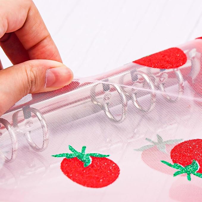 AxeWoodz Red A5 Zipper Binder Clear Refillable Notebook Shell Cute Strawberry Lace Cover 6 Ring PVC Binder Cover for Photocard Planner Journal Photo Album