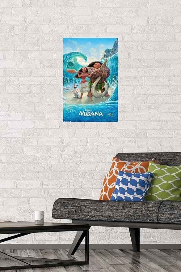 Disney Moana - Ocean Floor Wall Poster, 22.4L" x 14.7W", Premium Poster & Mount Bundle
