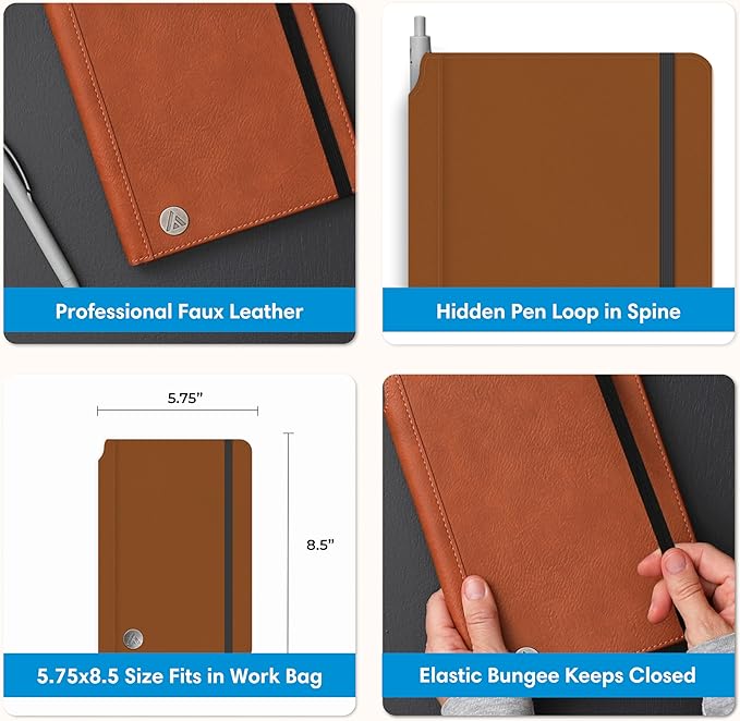 Blue Sky ASMBLD Notebook, 5.75" x 8.5", Undated, Open Spine with Bungee Closure, Flexible Cover, Lined Pages for Journaling, Notes and Planning (Tan, 5.75" x 8.5")