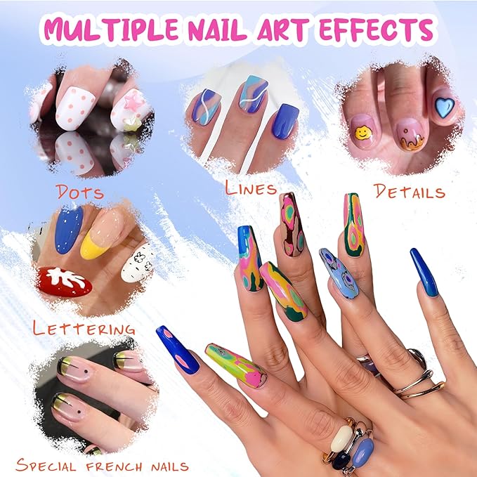 12 Color Nail Art Pens for Painting Nails, 0.7 MM 2026 Fluorescent Nail Polish Pens Drawing Point Liner Acrylic Painted Pen Kit, DIY Design Manicure Tools Christmas Gifts