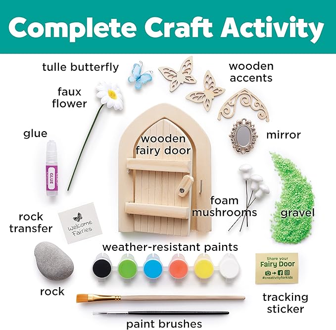 Creativity for Kids Butterfly Fairy Door Kit - Painting Arts and Crafts for Kids, Creative Gifts for Girls and Boys (Ages 6+)