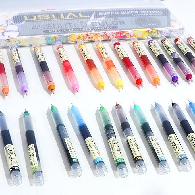 USUAL 24pcs Gel Ink Pens Liquid Ink Rollerball Multi Color Pen 0.5 mm Fine Point Smooth Writing Pens Cute Nurse Pen Back to School Supplies