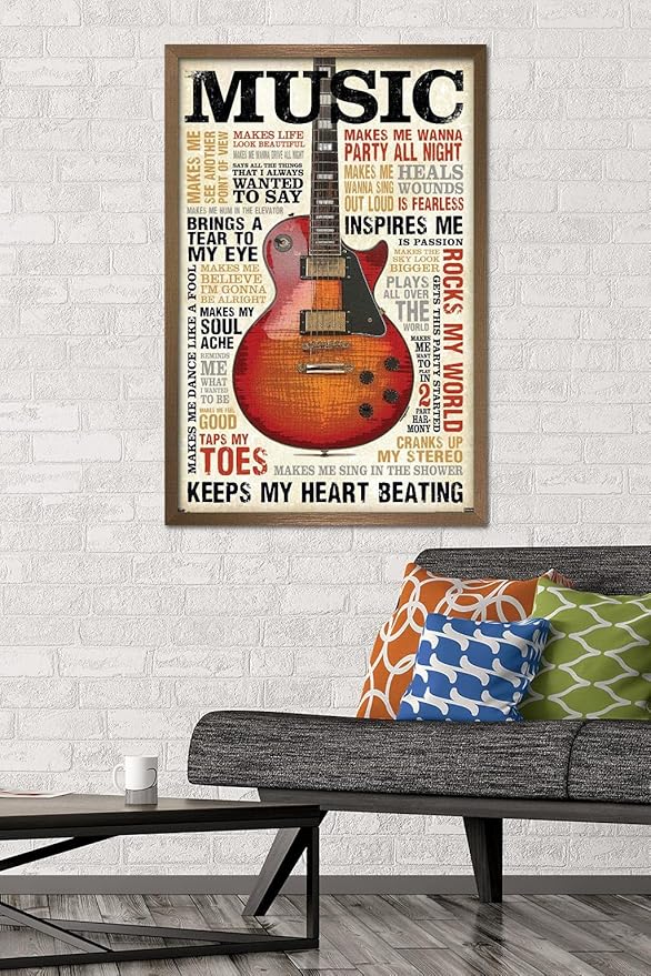 Trends International Music Inspires Me Wall Poster, 22.375" x 34", Bronze Framed Version