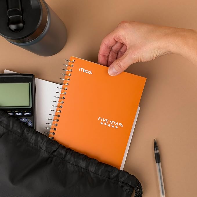 Five Star Spiral Notebook, 1 Subject, College Ruled Paper, 4-3/8" x 7", Personal Size, 80 Sheets, Fights Ink Bleed, Water Resistant Cover, Sedona Orange (450048CD1-ECM)