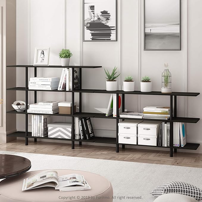 Furinno Turn-N-Tube 4-Tier Wide Display Shelf, Espresso/Black