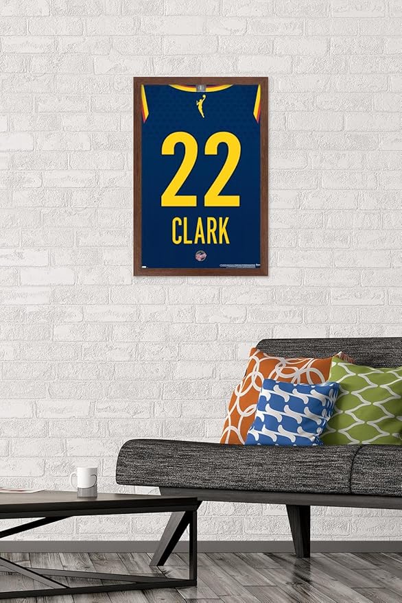 WNBA Indiana Fever - Caitlin Clark Jersey Wall Poster, 22.4L" x 14.7W", Mahogany Framed Version
