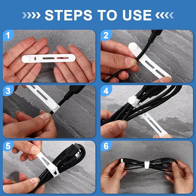 42 Pcs Silicone Cable Ties Reusable Cord Straps Multipurpose Elastic Cable Organizer for Bundling Fastening Earphone Phone Charger Home Office School(Multicolor,3.15 Inch)