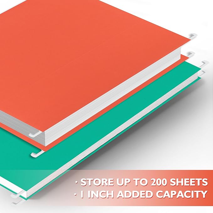 25 Packs Hanging File Folders,Bright Orange Hanging File Folders Letter Size,Hanging Folders with 1/5-cut Tabs,Hanging Folders for Filing Cabinets, File Organizer Folder for Office,School,Home