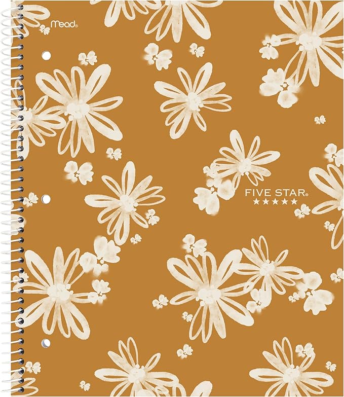 Five Star Spiral Notebook + Study App,1 Subject,College Ruled,8-1/2" x 11",80 Sheets,Fights Ink Bleed,Water Resistant Cover,Soft Petals (820331F-ECM),(Pack of 12)