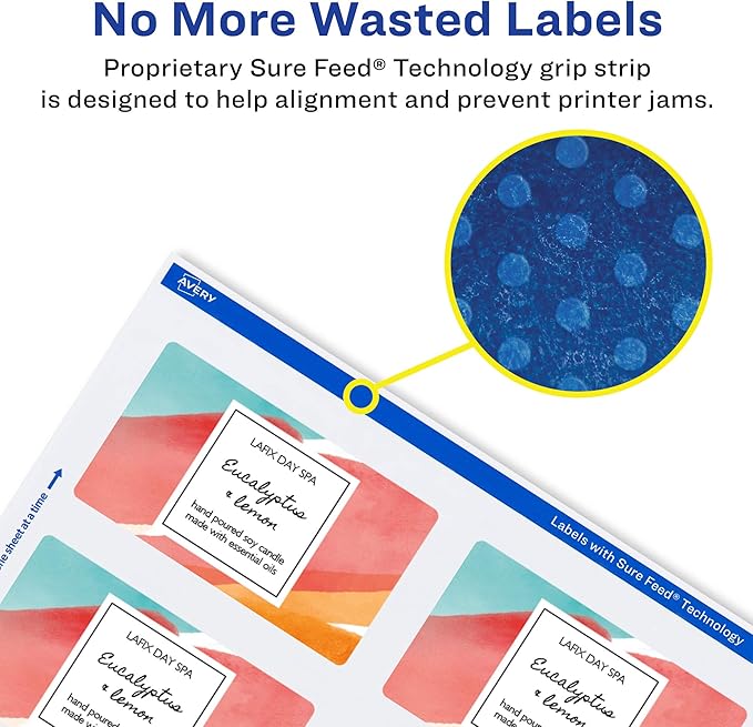 Avery Glossy White Rectangle Labels, Sure Feed Technology, 2-1/3" x 3-3/8", 300 Glossy White Labels, Print-to-The-Edge, Permanent Adhesive, Laser/Inkjet Printable