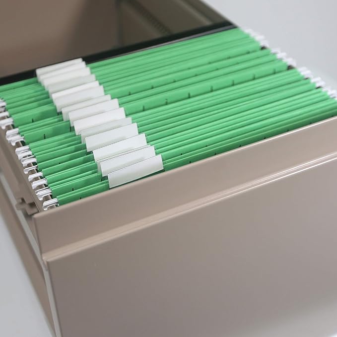 Smead Standard Hanging File Folders, 25 Count, Green, 1/5-Cut Adjustable Tabs, Letter Size (64061)
