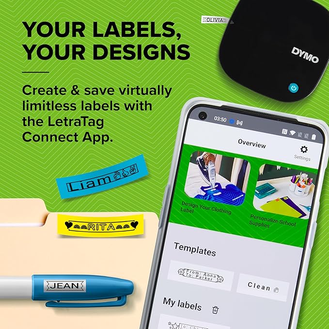 DYMO LetraTag 200B Bluetooth Compact Label Maker, Value Pack, Wireless Connection to iOS and Android, Includes 3 Assorted Label Tapes