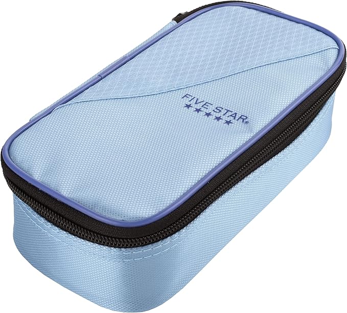 Five Star Pencil Pouch, Pen Case, High-Capacity Zipper Pouch, Storage Organizer for School Supplies Earbuds Chargers Cables Makeup, Blue/Denim (500212F-ECM)