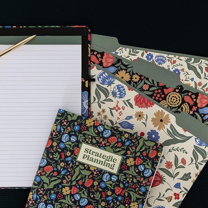 Steel Mill & Co Cute File Folders, Set of 9, Document Organizer for Filing Cabinet, Decorative Letter Size Files, Wanderlust