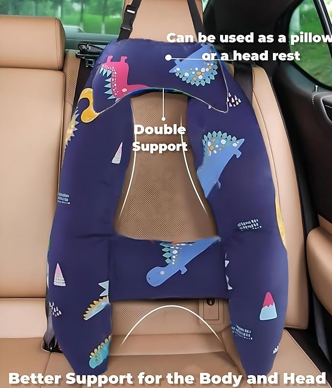 H-Shaped Car Travel Pillow Headrest Set for Kids & Adult-Adjustable Car Seat Pillow, Soft Ergonomic Neck Head Support Sleeping Cushion for Long Distance Travel