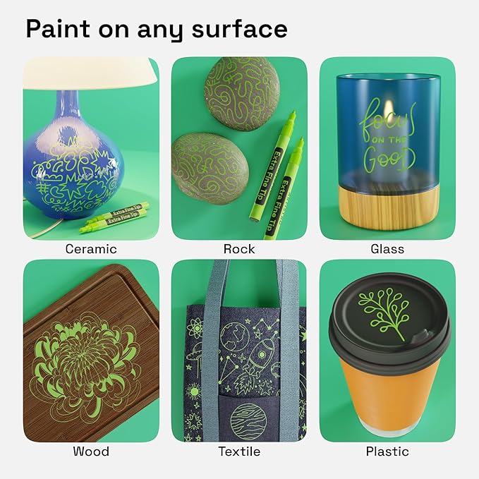 ARTISTRO 2 Light Green Acrylic Paint Markers - 0.7mm Lime Extra Fine-Tip Paint Pens - Perfect for Crafting, Art Projects, & More