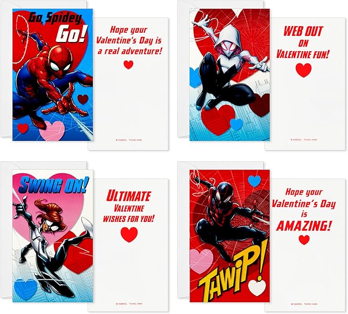 Hallmark Marvel Spider-Man Valentines Day Cards and Mailbox for Kids School Classroom Exchange (1 Box, 32 Valentine Cards, 1 Teacher Card)
