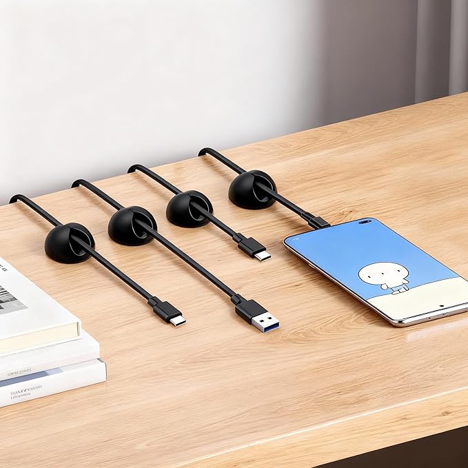 Ortarco Cord Cable Organizer Clips, 6 Pack Charging Wire Cable Holder for Desk Nightstand Phone