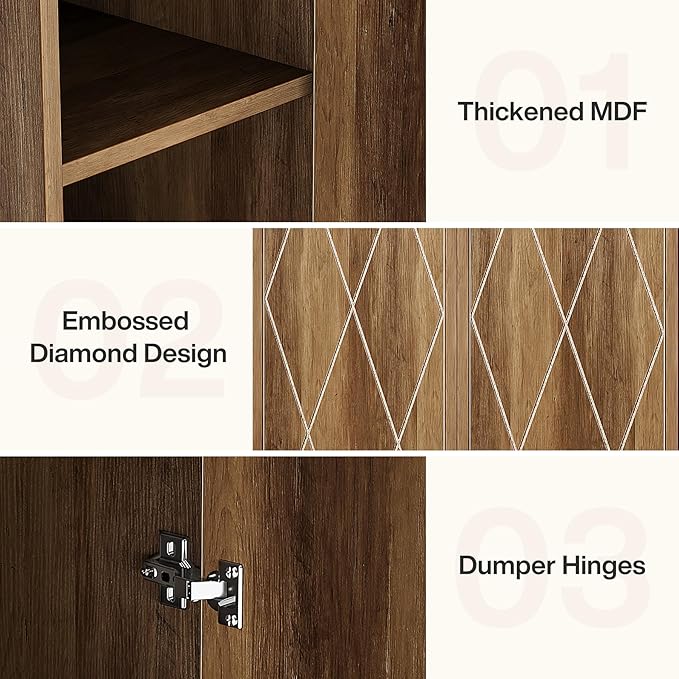 Tribesigns 75" Tall Narrow Storage Cabinet, Modern Farmhouse Pantry Cabinet with Doors and 6 Shelves, Skinny Freestanding Utility Cabinet for Kitchen, Bathroom, Laudry, Living Room, Brown