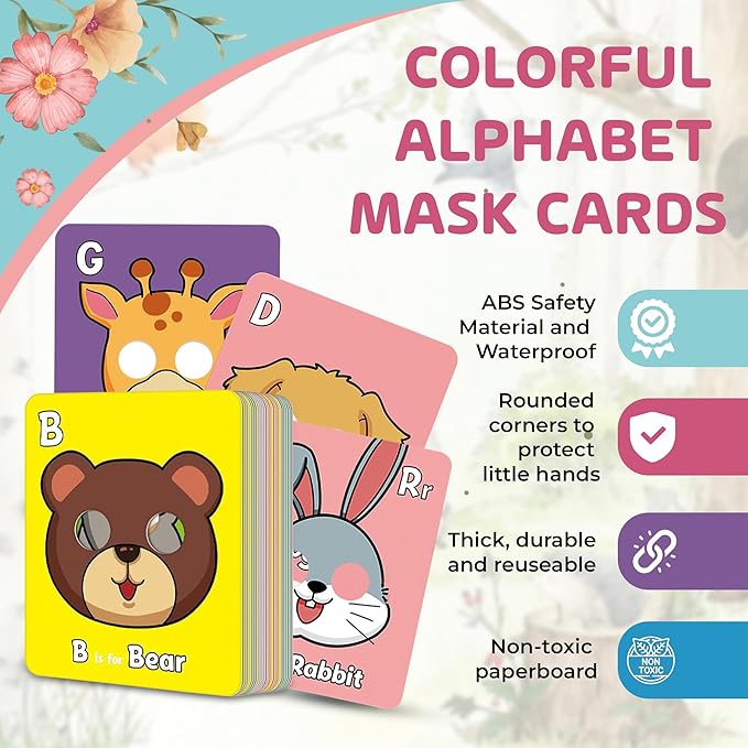 Alphabet Flash Cards,Giant ABC Animal Flash Cards for Toddler 3-5,26 Lowercase and Uppercase Letter Cards,Educational Learning Games for Kids,Preschool Kindergarten Toys