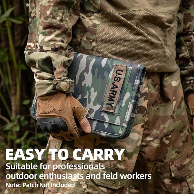 Kosibate Padfolio Ring Binder with 80 Sheets 160 Pages of Loose-Leaf Paper, Weatherproof Notebook Cover, Tactical Notebook with Zippered for Folders,Refillable 6-Ring Notepad(Camouflage,7.3"x10.1")