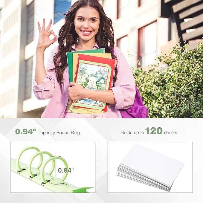 Ospelelf Sticker Organizer Binder Storage Display Book, Includes Clear Pockets, Release Paper, 6 Ring Stickers Holder Binders Essential for Scrapbook Planner Enthusiasts, Green