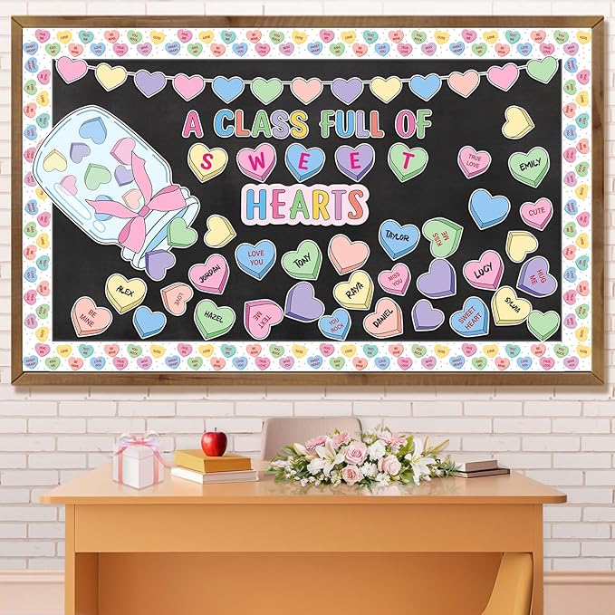 Aneco Valentine's Day Bulletin Board Decorations Valentine Classroom Decoration Paper Cutouts for Kindergarten Preschool Wall Door Decor