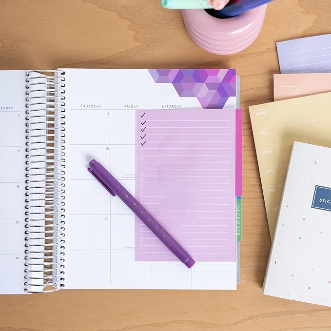 Erin Condren Colorful Functional Tabbed Sticky Notes Booklet, 7 Section Productivity Sticky Notes Set with 140 Total Sheets for Planning, Organization, and Note-Taking