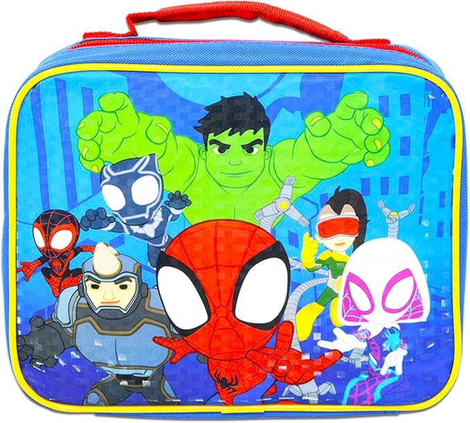 Marvel Spidey and His Amazing Friends Backpack Set - 5 Pc Spiderman School Supplies Bundle with 16” Backpack for Kids, Spidey Lunch Bag, Water Bottle, Stickers, and More | Spiderman Bag Pack