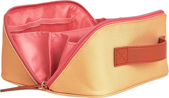 Erin Condren Small Organizer Case, Stylish Marigold Multi-Purpose Travel Case with Sturdy Vegan Leather Handle, Carry Toiletries, Makeup, Jewelry or Essentials