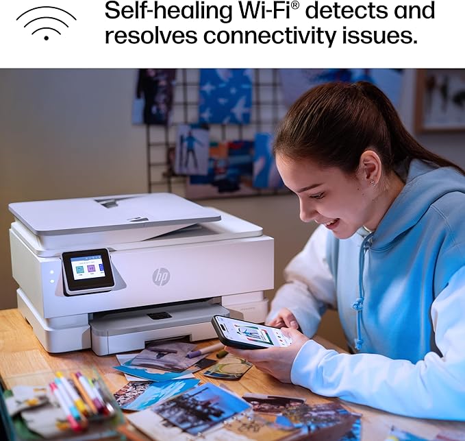HP Envy Photo 7975 Wireless Color Inkjet Photo Printer, Print, scan, Copy, Easy Setup, Mobile Printing, Best-for-Home, 3 Month Trial of Instant Ink Included, AI-Enabled (B63K3A)